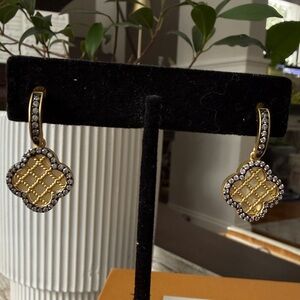 Gold and Silver Diamond Accent Earrings